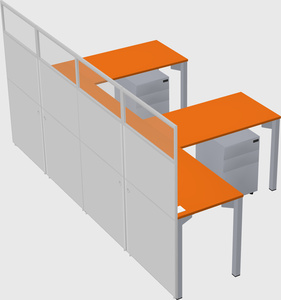 Shared l-shaped cubicle