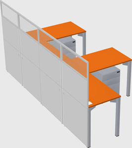 Shared l-shaped cubicle