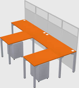 Shared l-shaped cubicle