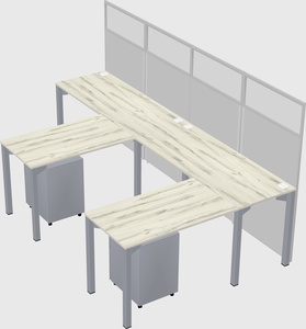 Shared l-shaped cubicle