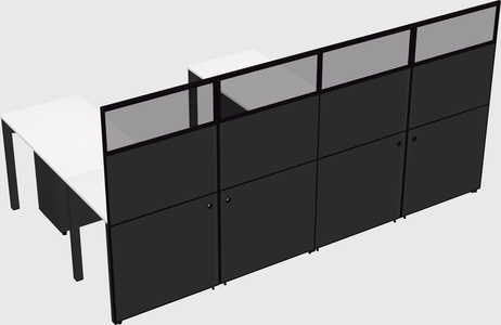 Shared l-shaped cubicle