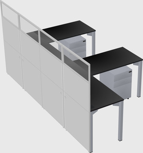 Shared l-shaped cubicle
