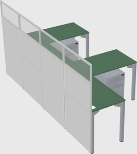 Shared l-shaped cubicle