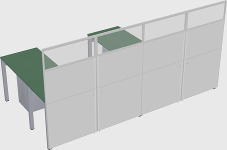 Shared l-shaped cubicle