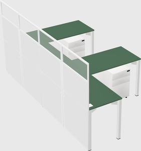 Shared l-shaped cubicle