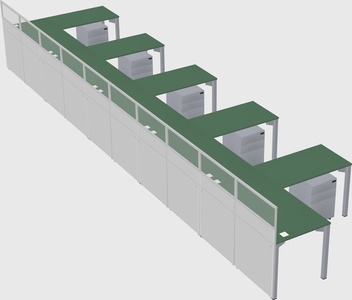 Shared l-shaped cubicle