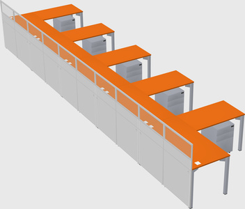 Shared l-shaped cubicle