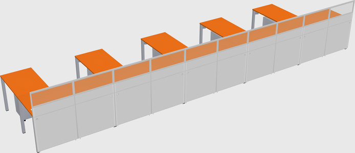 Shared l-shaped cubicle