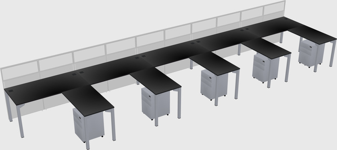 Shared l-shaped cubicle