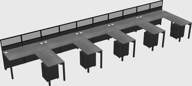 Shared l-shaped cubicle