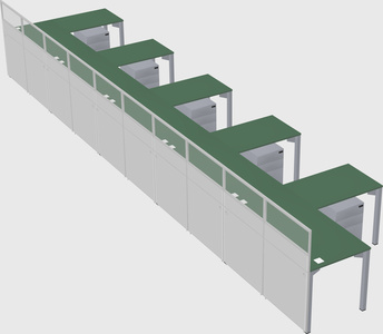 Shared l-shaped cubicle
