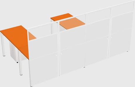 Shared l-shaped cubicle