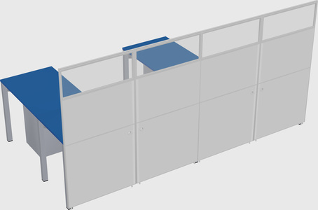 Shared l-shaped cubicle