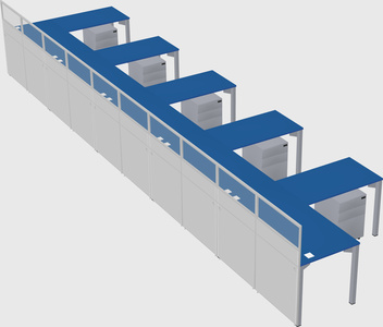Shared l-shaped cubicle
