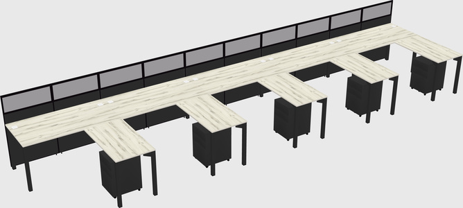Shared l-shaped cubicle