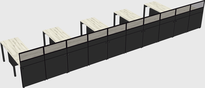 Shared l-shaped cubicle