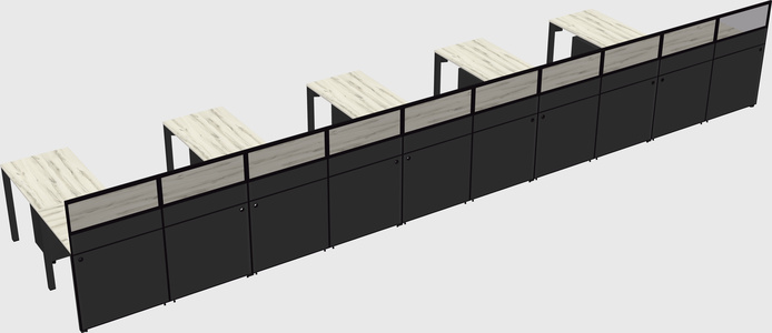 Shared l-shaped cubicle