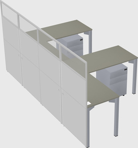 Shared l-shaped cubicle