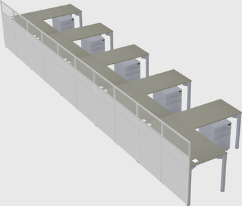 Shared l-shaped cubicle