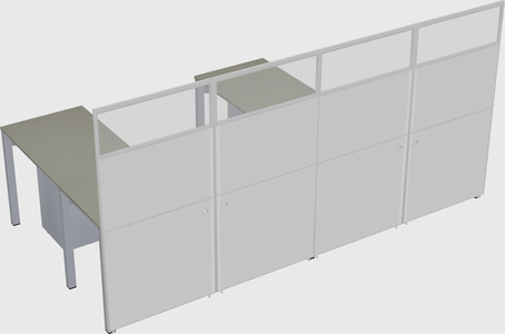 Shared l-shaped cubicle