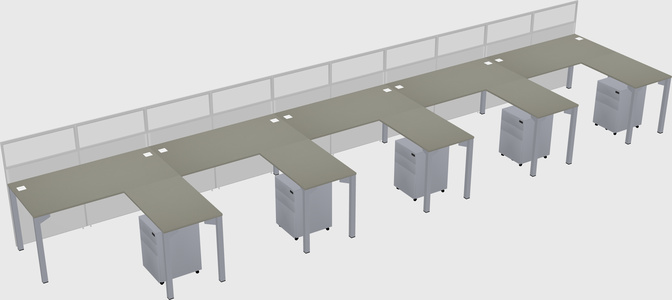 Shared l-shaped cubicle