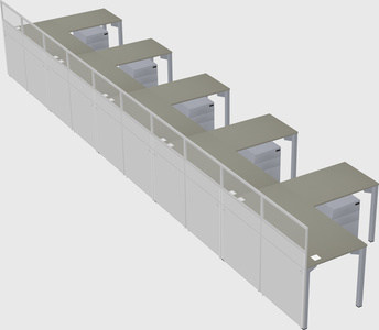 Shared l-shaped cubicle