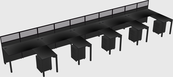 Shared l-shaped cubicle