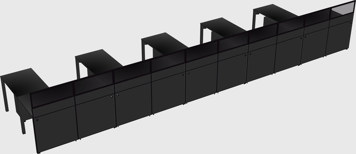 Shared l-shaped cubicle