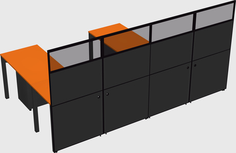 Shared l-shaped cubicle
