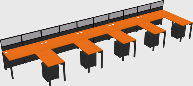 Shared l-shaped cubicle