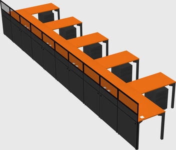 Shared l-shaped cubicle