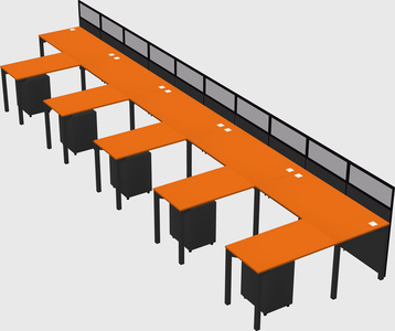 Shared l-shaped cubicle