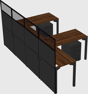 Shared l-shaped cubicle