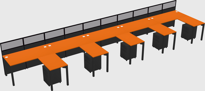 Shared l-shaped cubicle