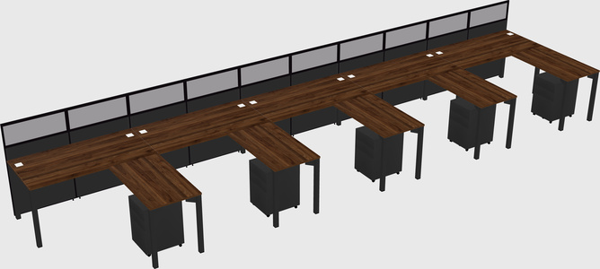 Shared l-shaped cubicle