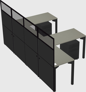 Shared l-shaped cubicle