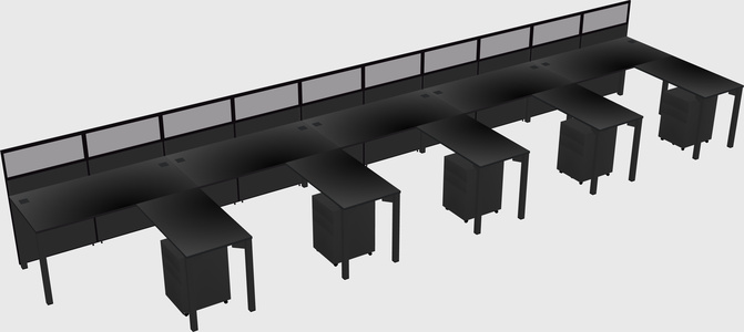 Shared l-shaped cubicle