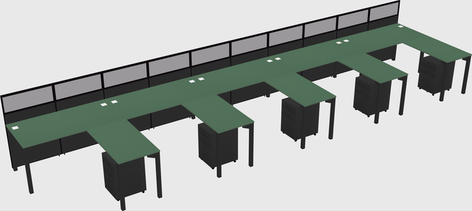 Shared l-shaped cubicle