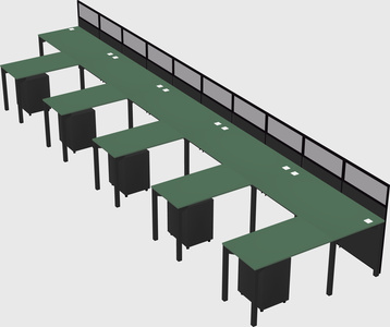 Shared l-shaped cubicle