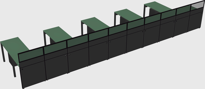Shared l-shaped cubicle