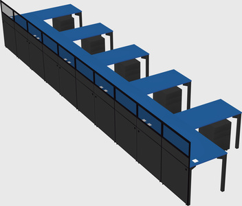 Shared l-shaped cubicle