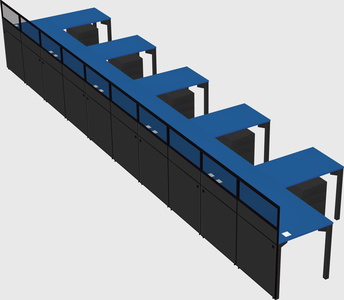 Shared l-shaped cubicle