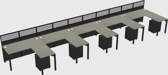 Shared l-shaped cubicle