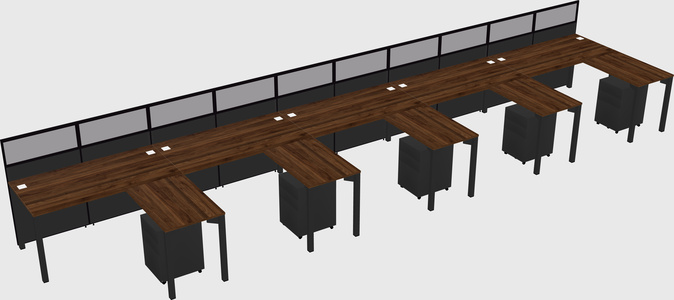Shared l-shaped cubicle