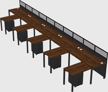 Shared l-shaped cubicle
