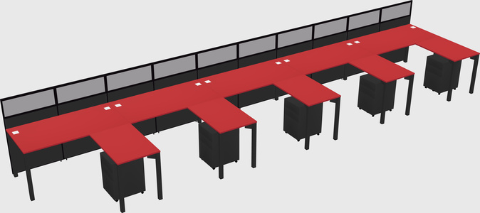 Shared l-shaped cubicle