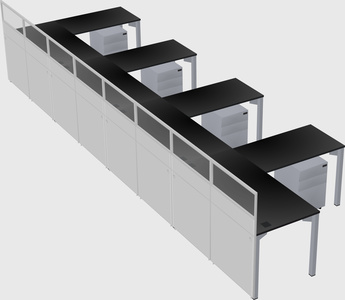 Shared l-shaped cubicle