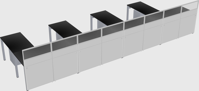 Shared l-shaped cubicle
