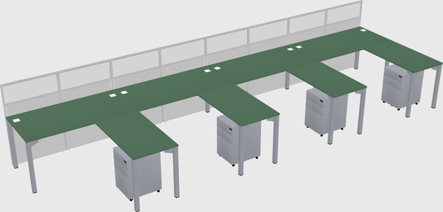Shared l-shaped cubicle