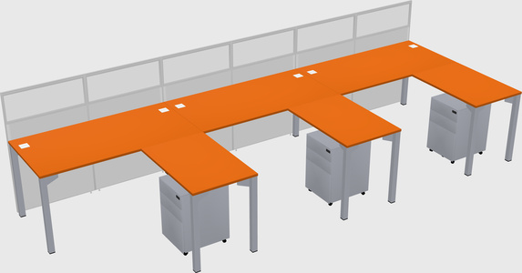 Shared l-shaped cubicle